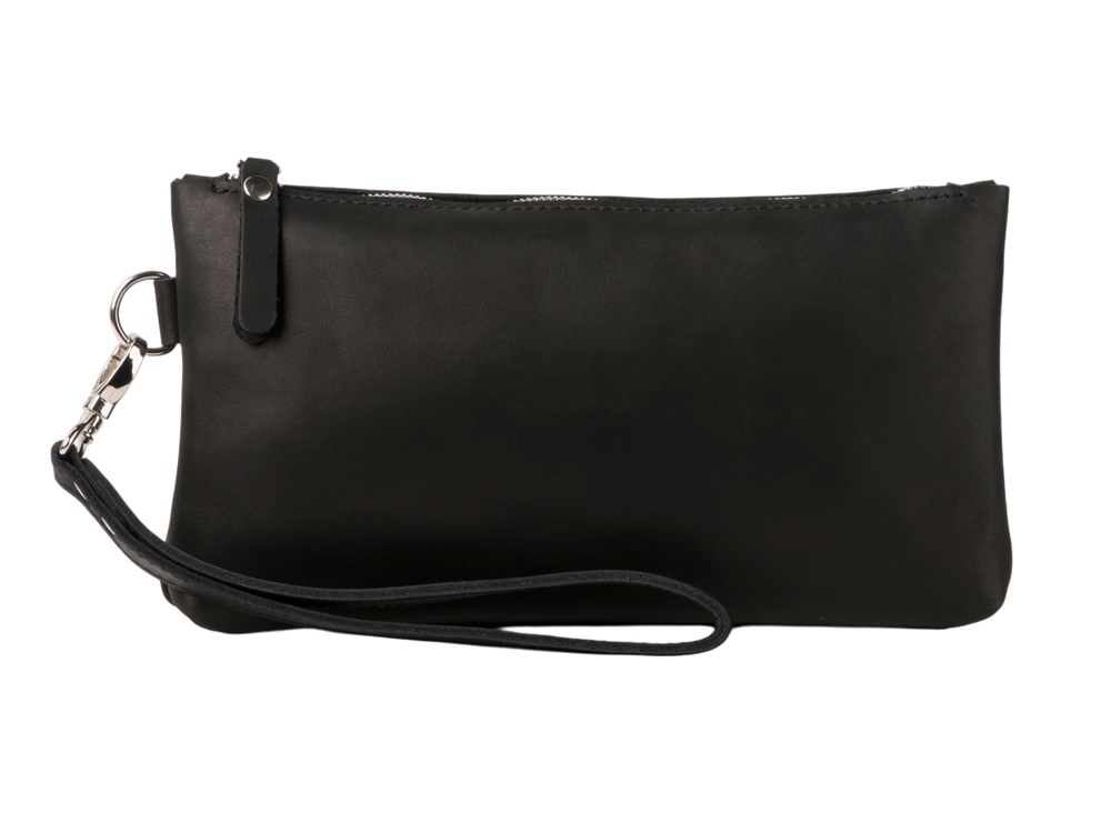 Барсетка кожаная, черный-1