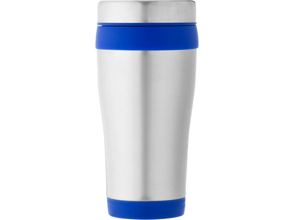 Термостакан Elwood из переработанной нержавеющей стали, 410 мл - Серебристый/Синий-1