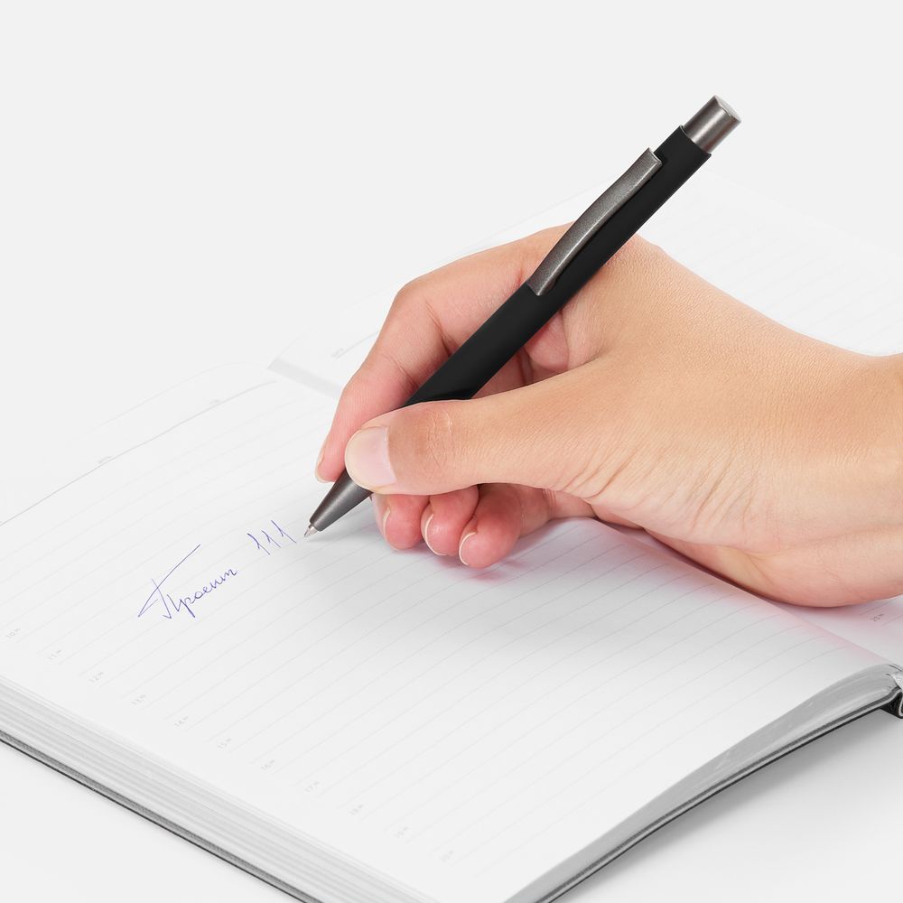 Ручка шариковая Atento Soft Touch, черная-4