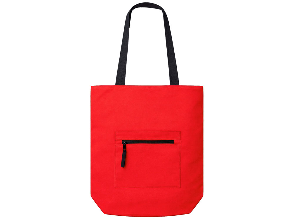Сумка на молнии Zipper  Neo из хлопка 280 г c карманом на молнии спереди, красный-2