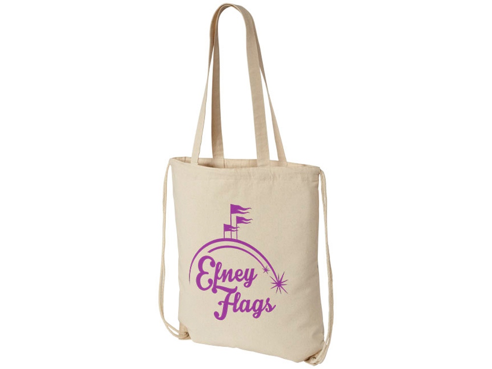 Рюкзак со шнурком Eliza из хлопчатобумажной ткани плотностью 240 г/м2, натуральный-5