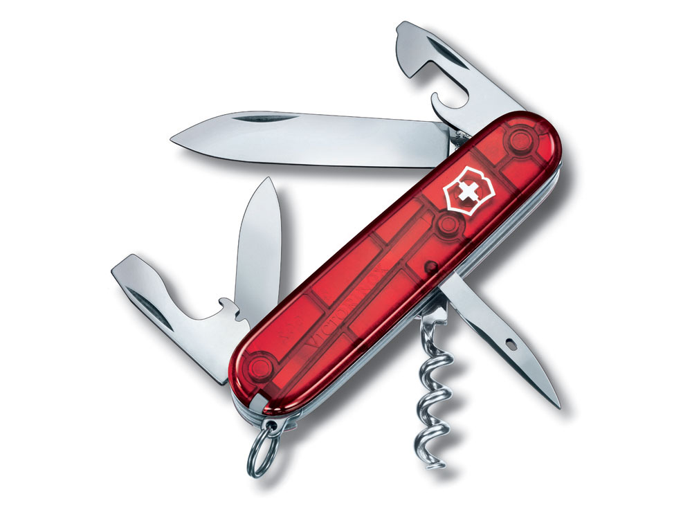 Нож перочинный VICTORINOX Spartan, 91 мм, 12 функций, полупрозрачный красный-0