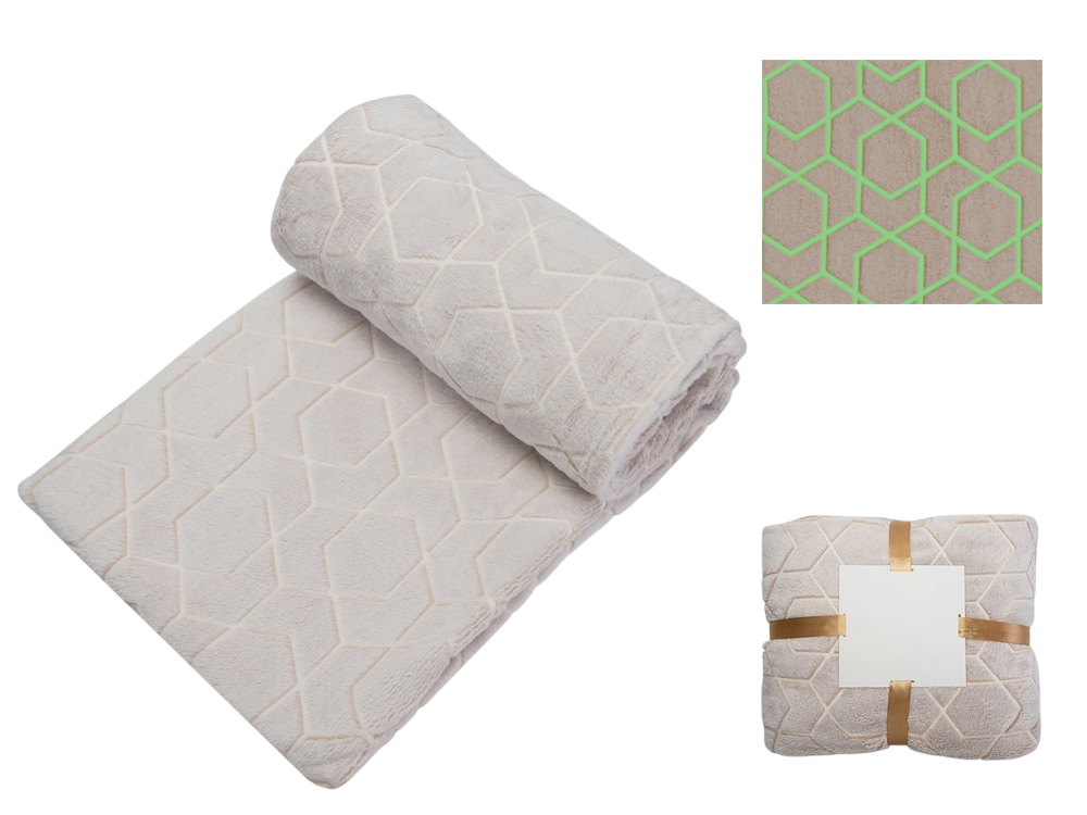 Светящийся в темноте плед Lattice бежевый-0