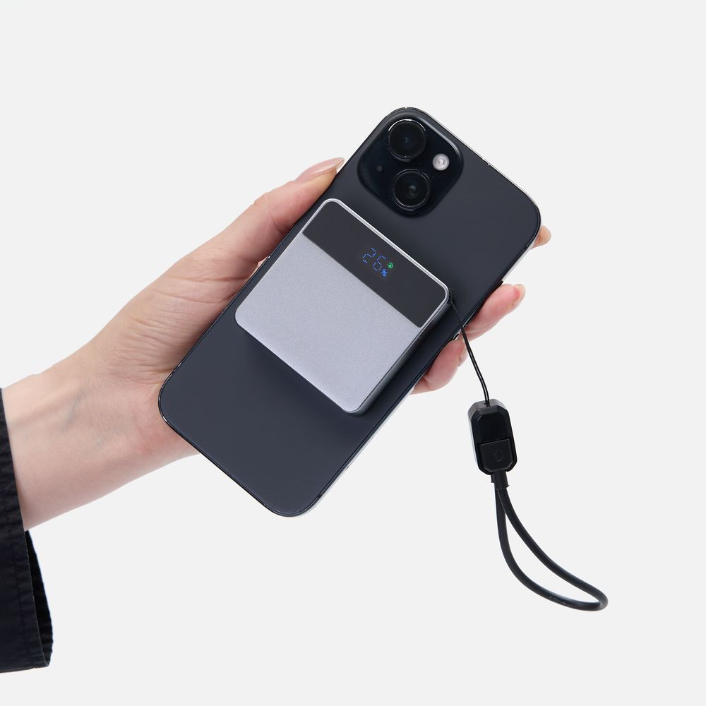 Внешний аккумулятор с беспроводной зарядкой Aura Power 5000 мАч, серый-3