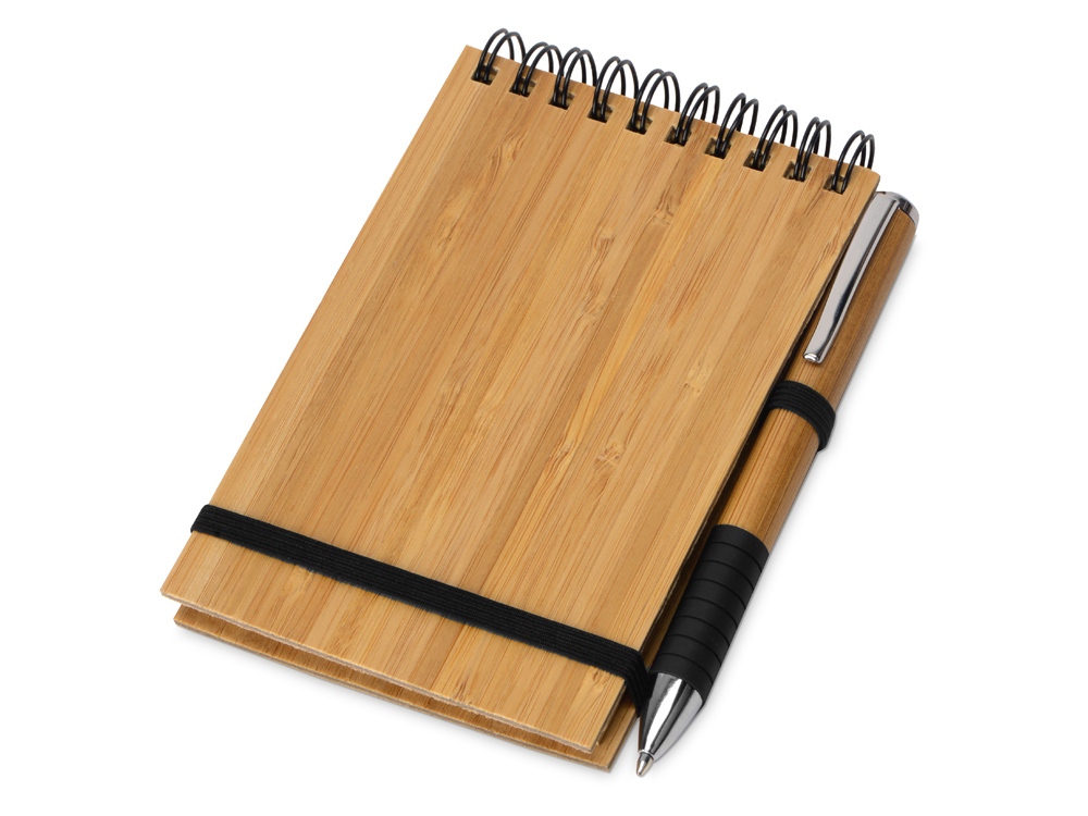 Блокнот B7 Kawasaki с обложкой из бамбука, натуральный-4