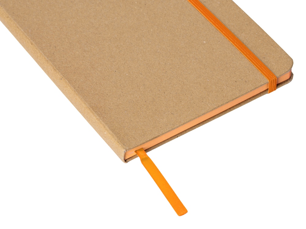 Блокнот A5 Sevilia Color, твердая обложка из крафта, 80 листов, цветной срез и форзац, натуральный/оранжевый-2