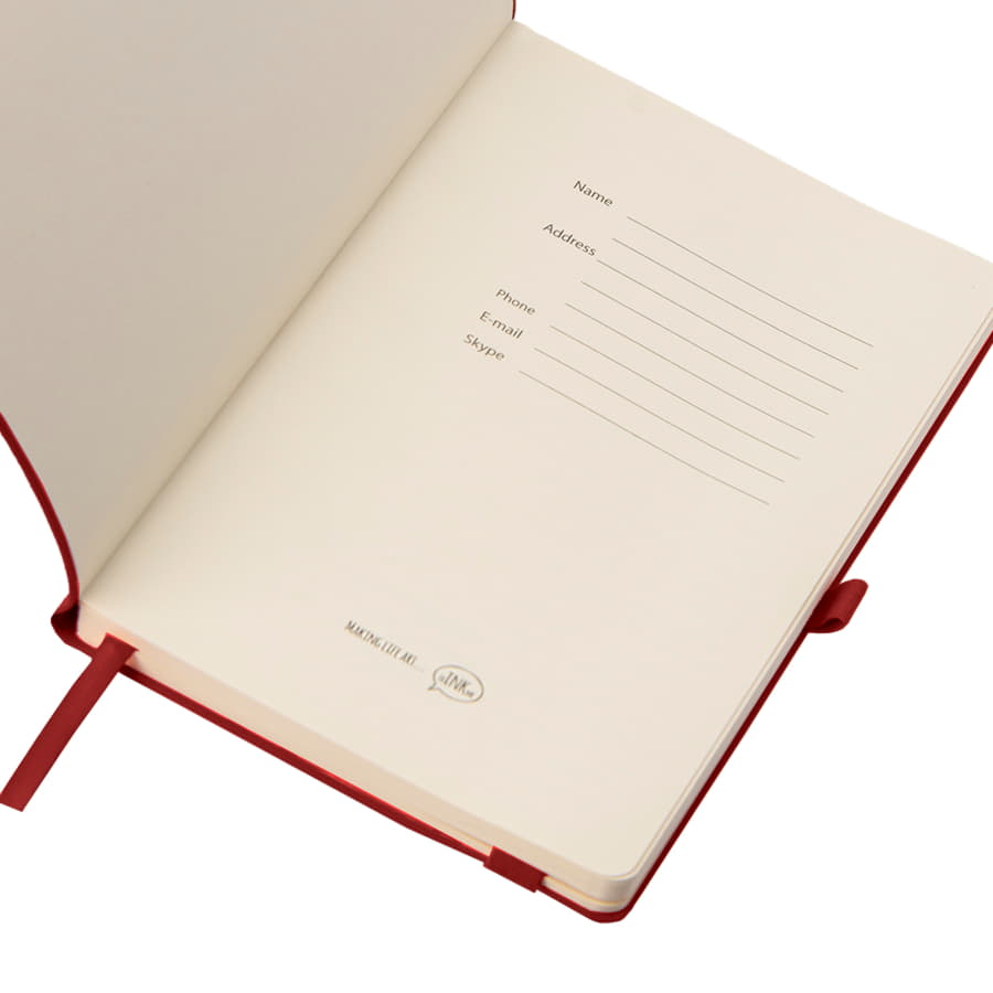 Бизнес-блокнот GRACY на резинке, формат А5, в линейку, ярко-красный-4