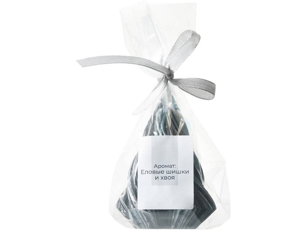 Свеча Елка, ароматическая, черная с серебристым напылением-2