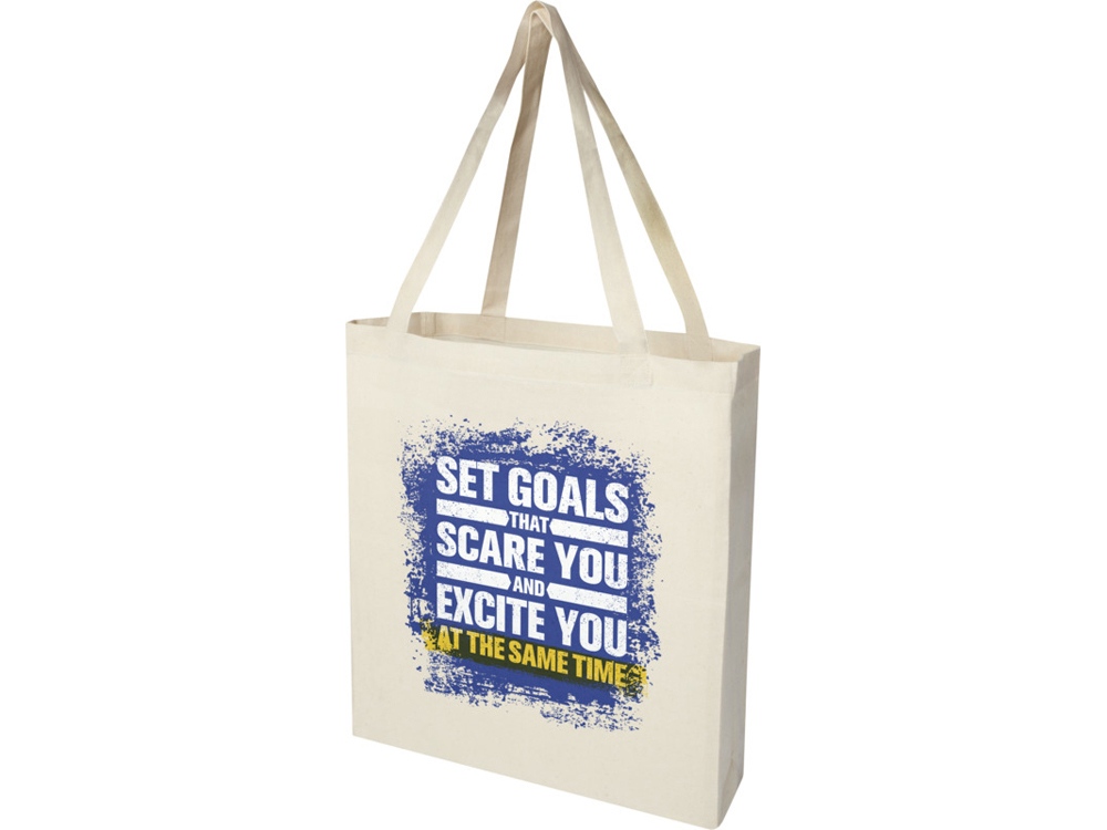 Madras эко- сумка с ластовицей из переработанного хлопка, сертифицированного согласно GRS, плотностью 140 г/м² - Натуральный-5