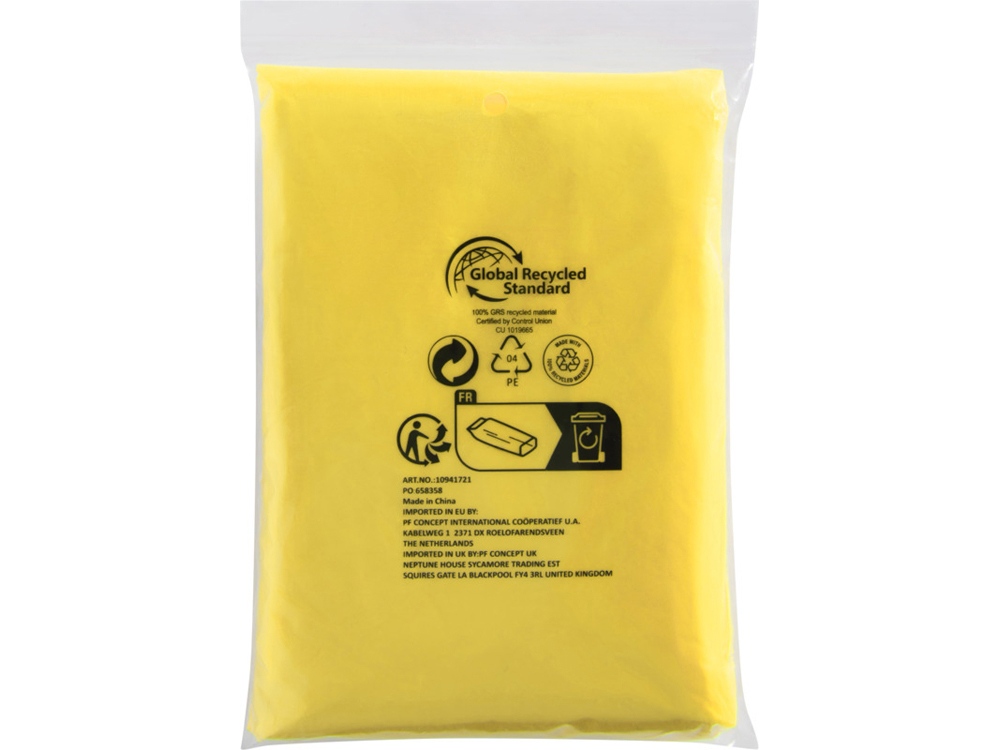 Одноразовый дождевик Mayan с чехлом для хранения из материалов, переработанных по стандарту GRS - Желтый-3