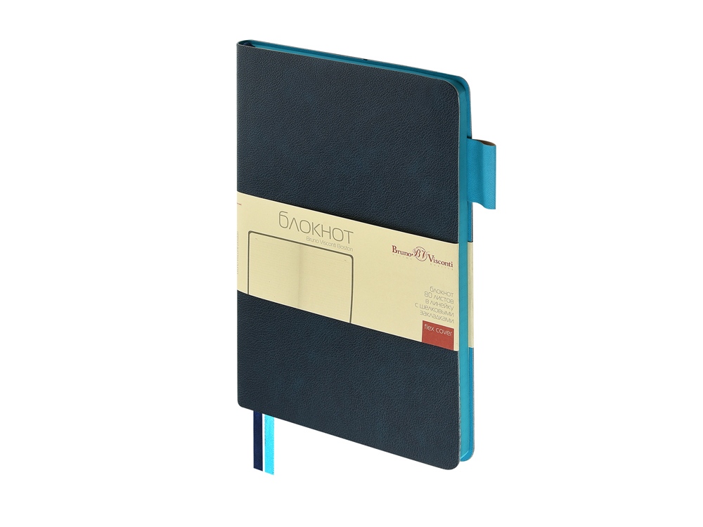 Блокнот А5 Boston, темно-синий с голубым срезом-0