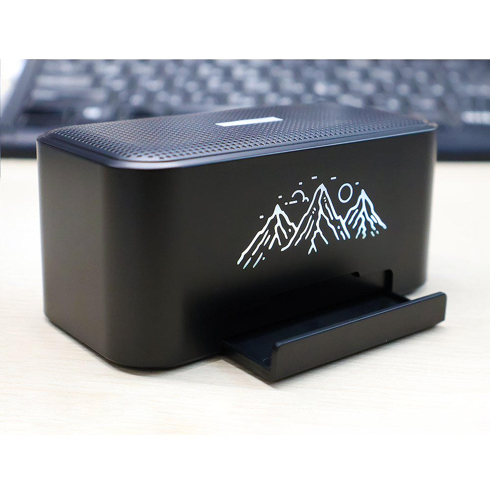 Беспроводная колонка Riffle с подсветкой гравировки, Черный-6