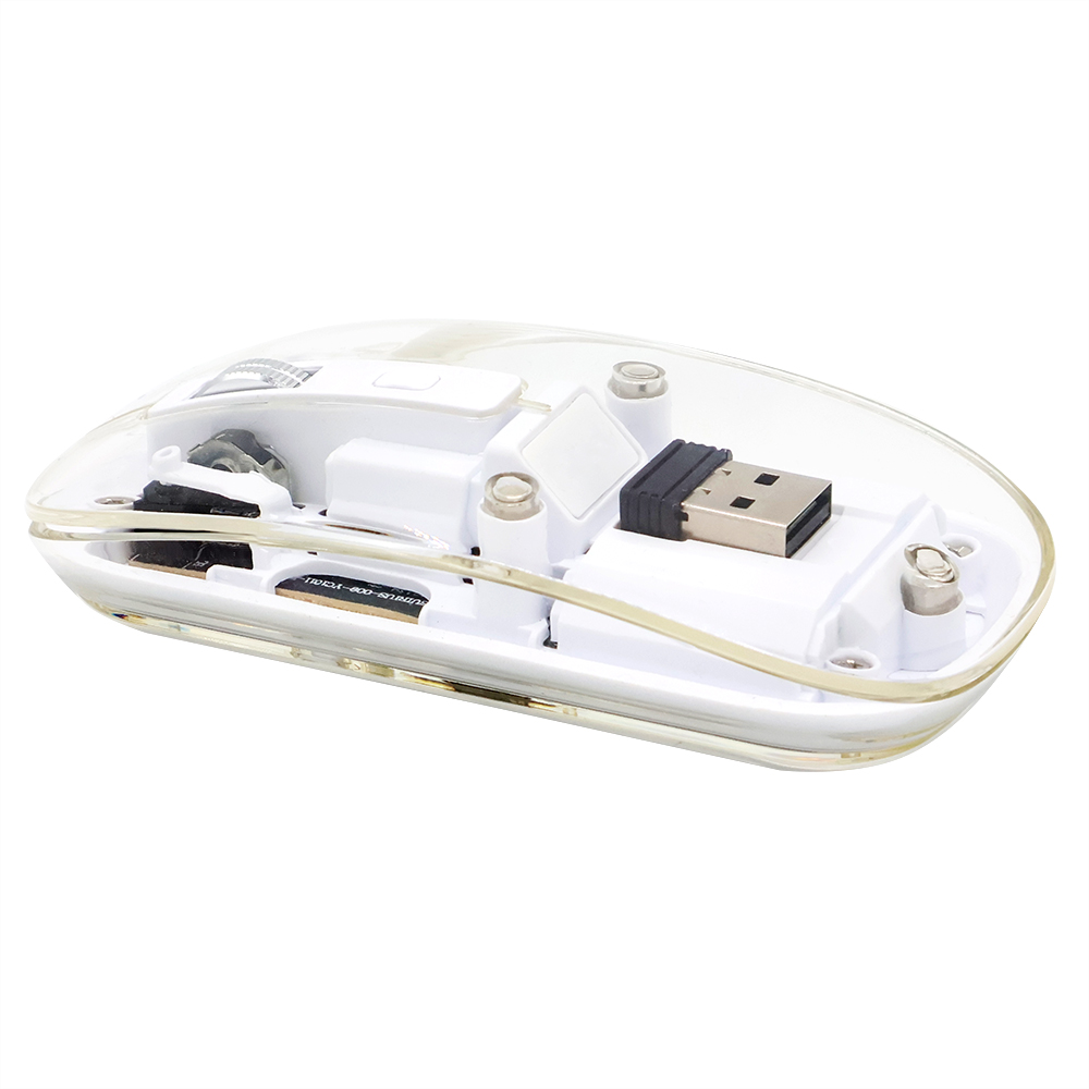 Мышь компьютерная беспроводная прозрачная Limpid, Белый-2