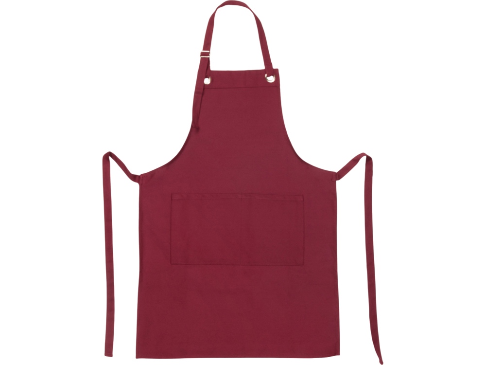 Хлопковый фартук Delight с карманом и регулируемыми завязками, бургунди-8