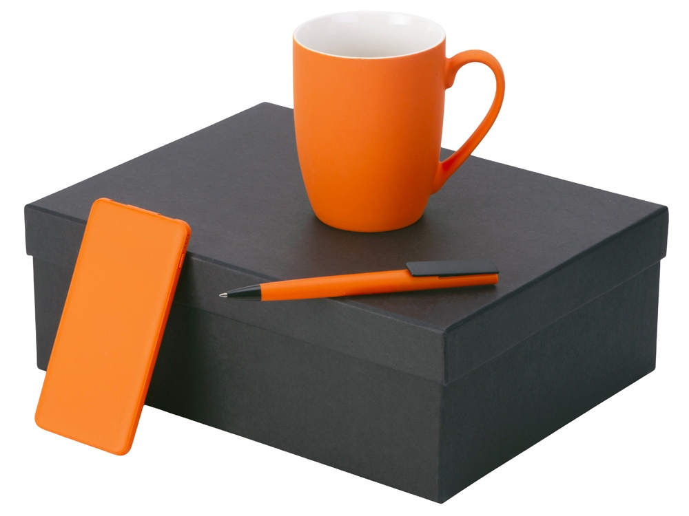 Подарочный набор c кружкой, пластиковой ручкой и повербанком С1, 5000 mAh, оранжевый-0