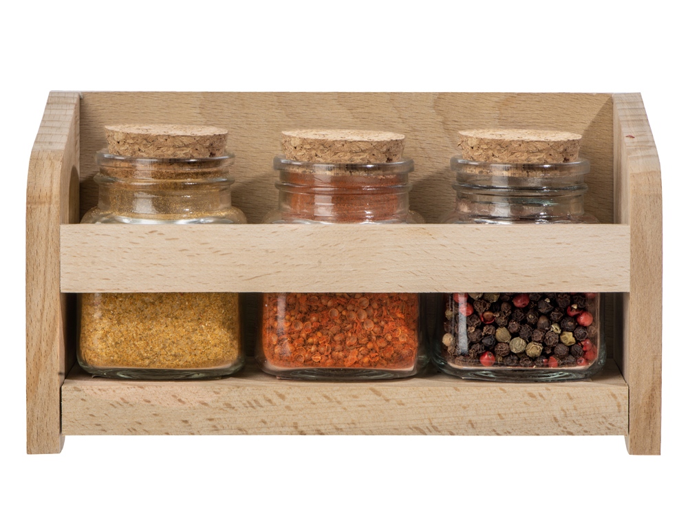 Набор Delicio из трех специй в подставке из бука-1
