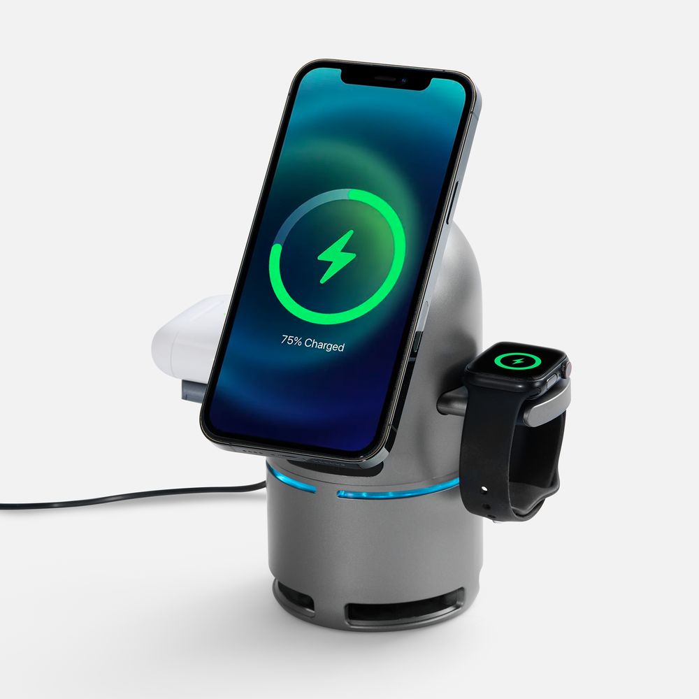 Bluetooth-колонка с беспроводной зарядкой Droid, серая-2