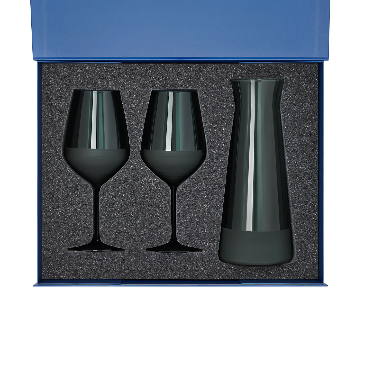 Подарочный набор декантер + 2 бокала для вина Emerald в синей коробке-1