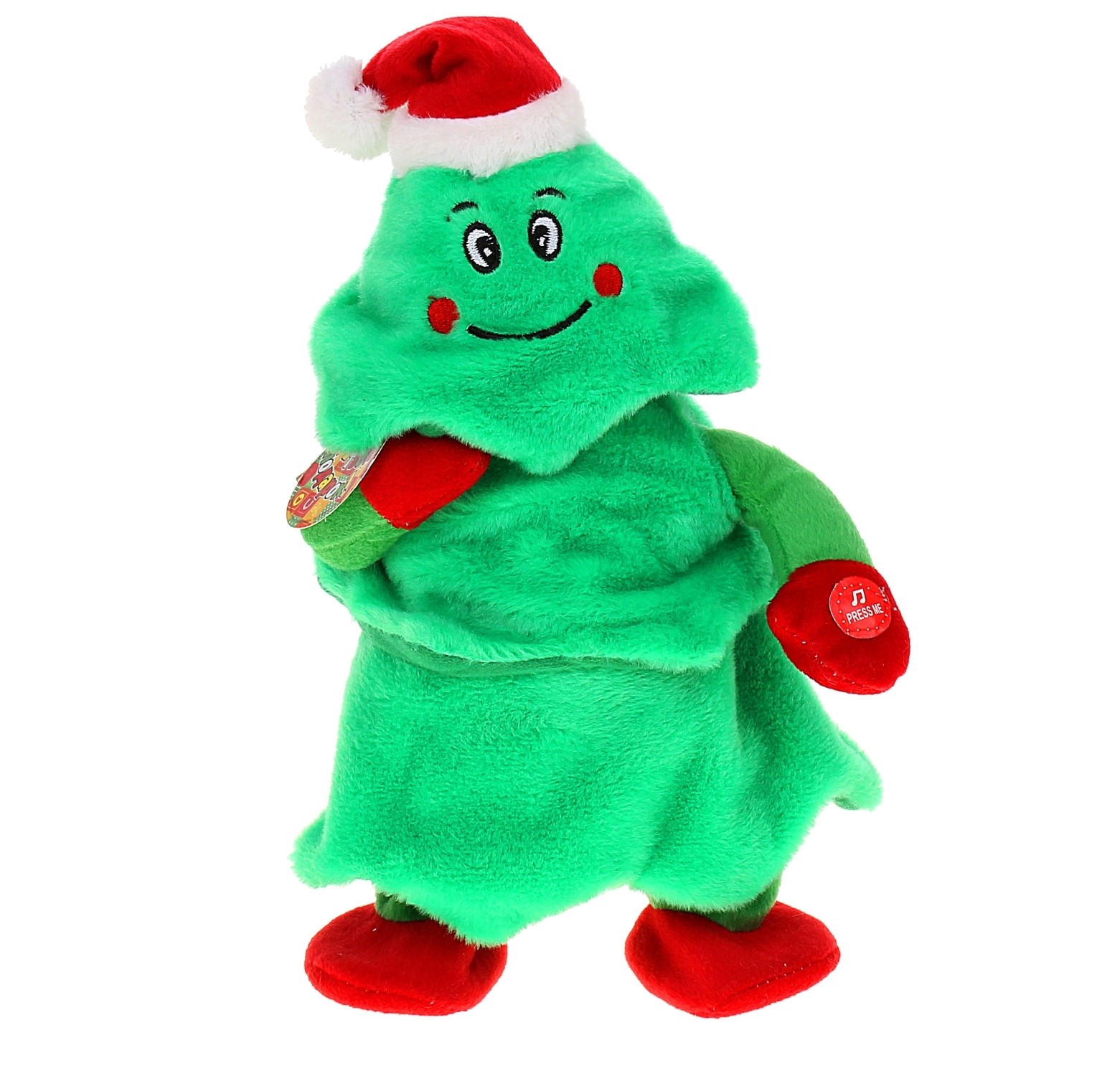 МЯГКАЯ ИГРУШКА МЕХАНИЧЕСКАЯ &amp;quot;ЕЛОЧКА&amp;quot; В КОЛПАКЕ ПОЕТ, Зелёный-0