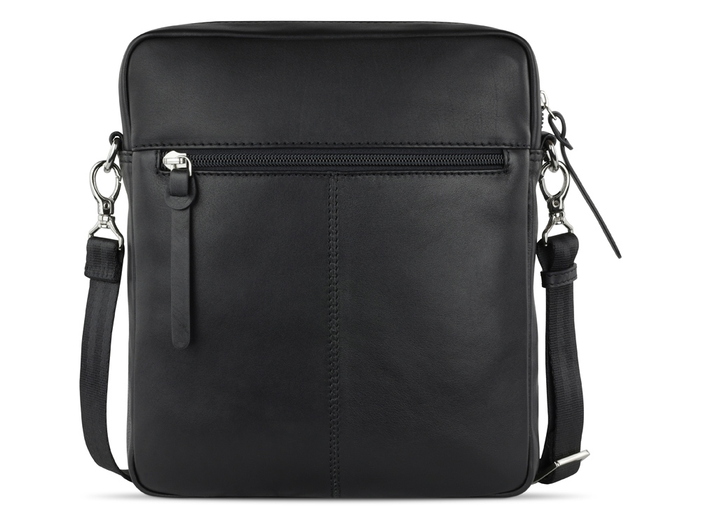 Сумка наплечная мужская BUGATTI Comet, чёрная, воловья кожа/полиэстер, 23,5х5х26 см-7