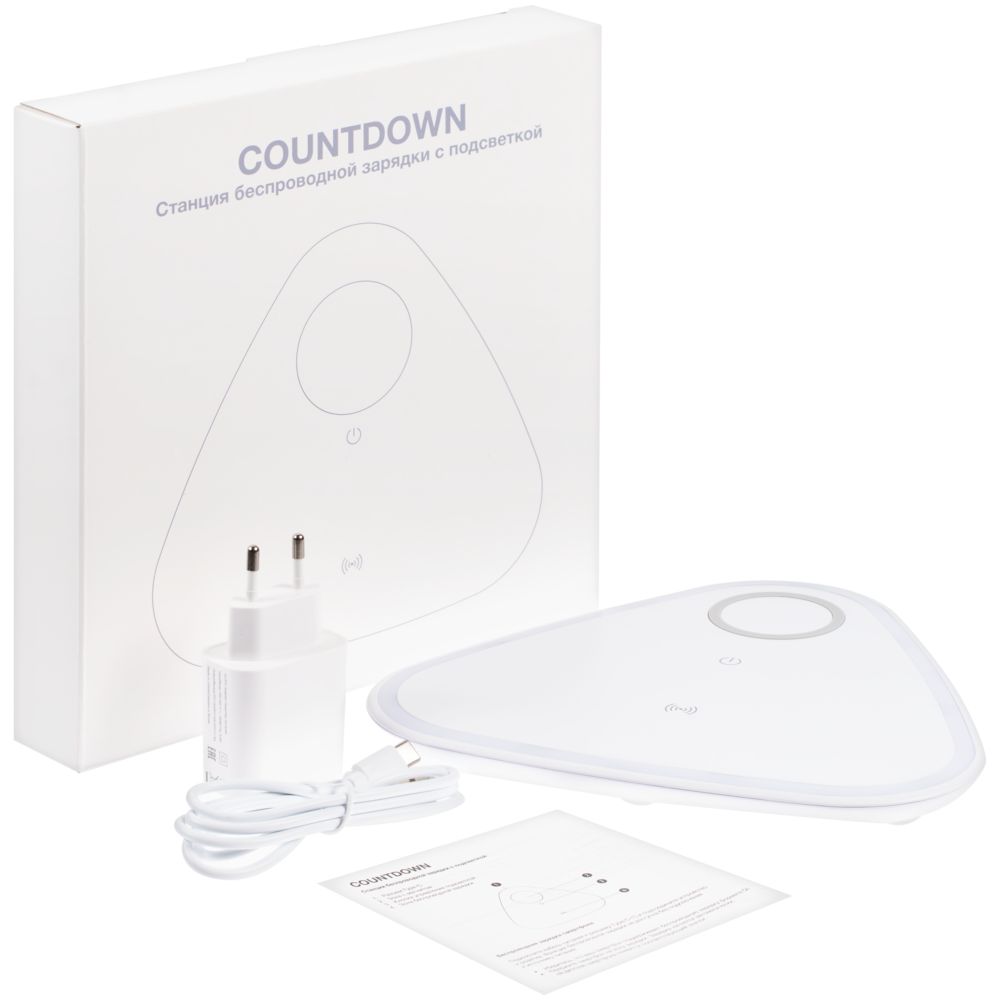 Станция беспроводной зарядки с антистрессом Countdown, белая-3