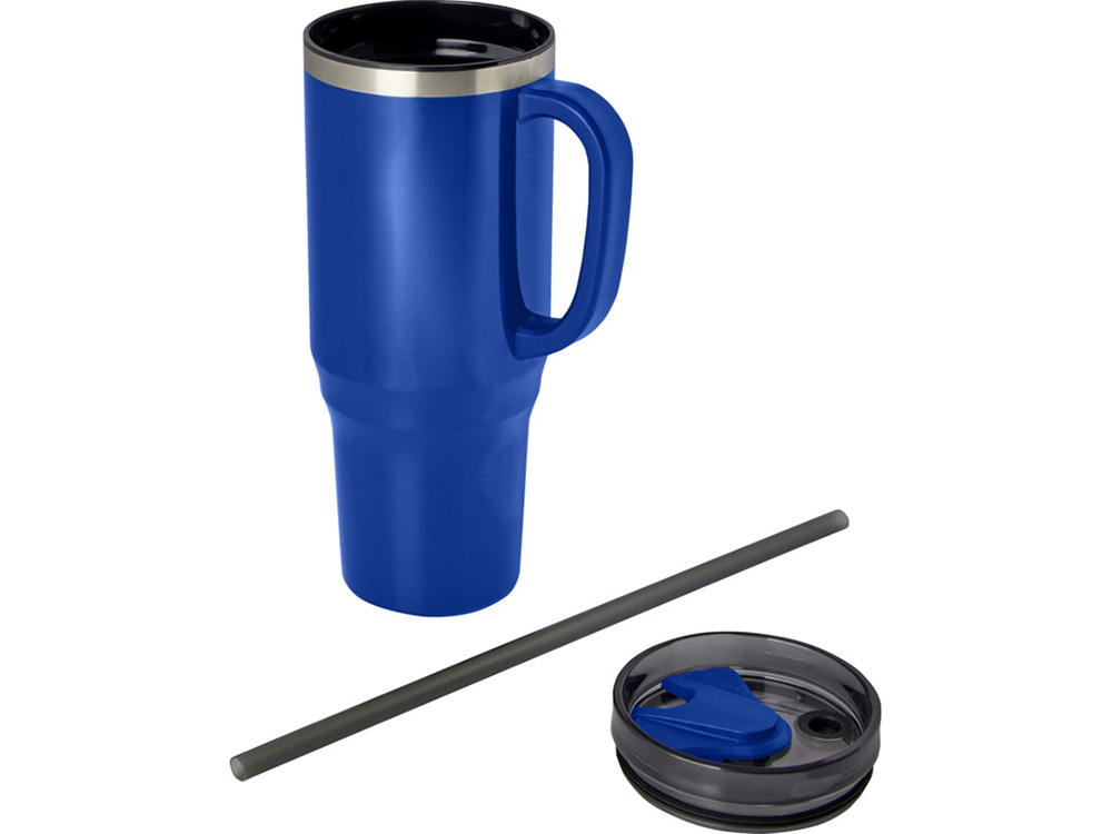 Melbourne кружка 1200 мл, сертифицированная согласно RCS, с соломинкой - Ярко- синий-2