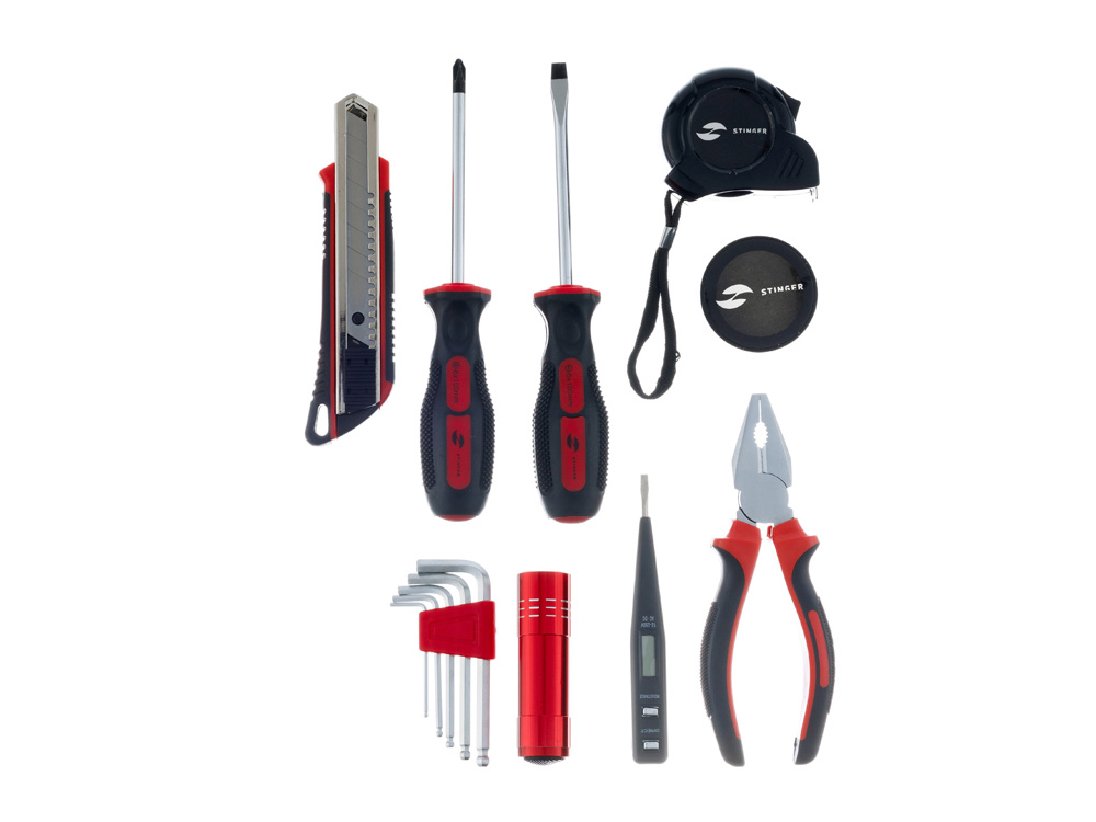 Набор инструментов Stinger, 13 инструментов, в пластиковом кейсе, 245х160x55 мм, серый-6