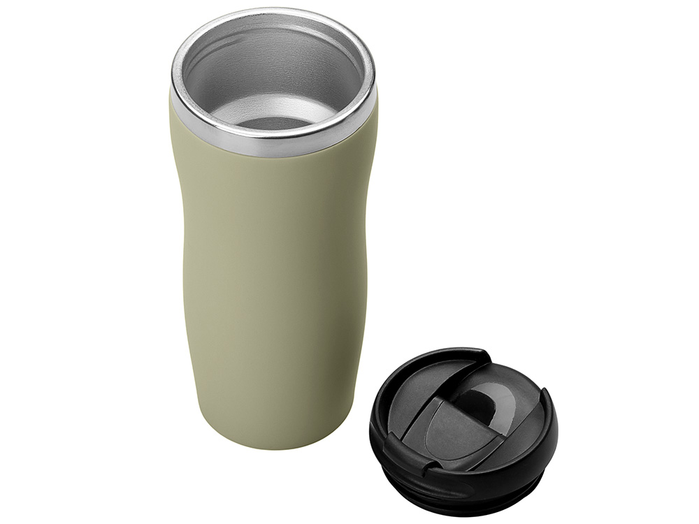 Термокружка Mony Steel 350 мл, soft touch, оливковый-1