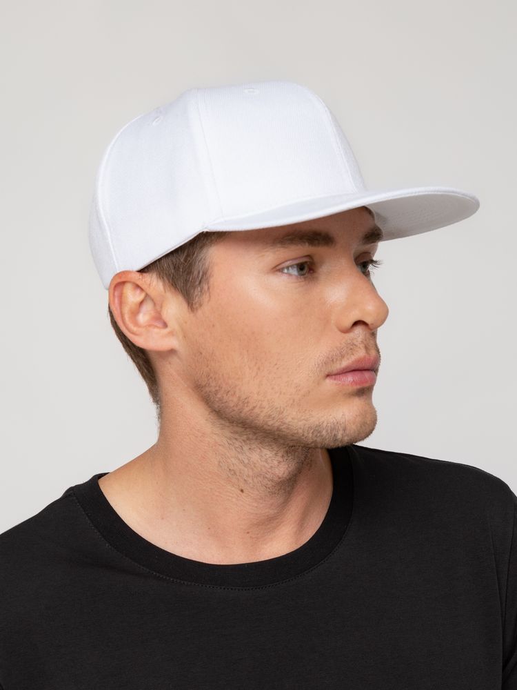 Бейсболка Snapback с прямым козырьком, белая-4