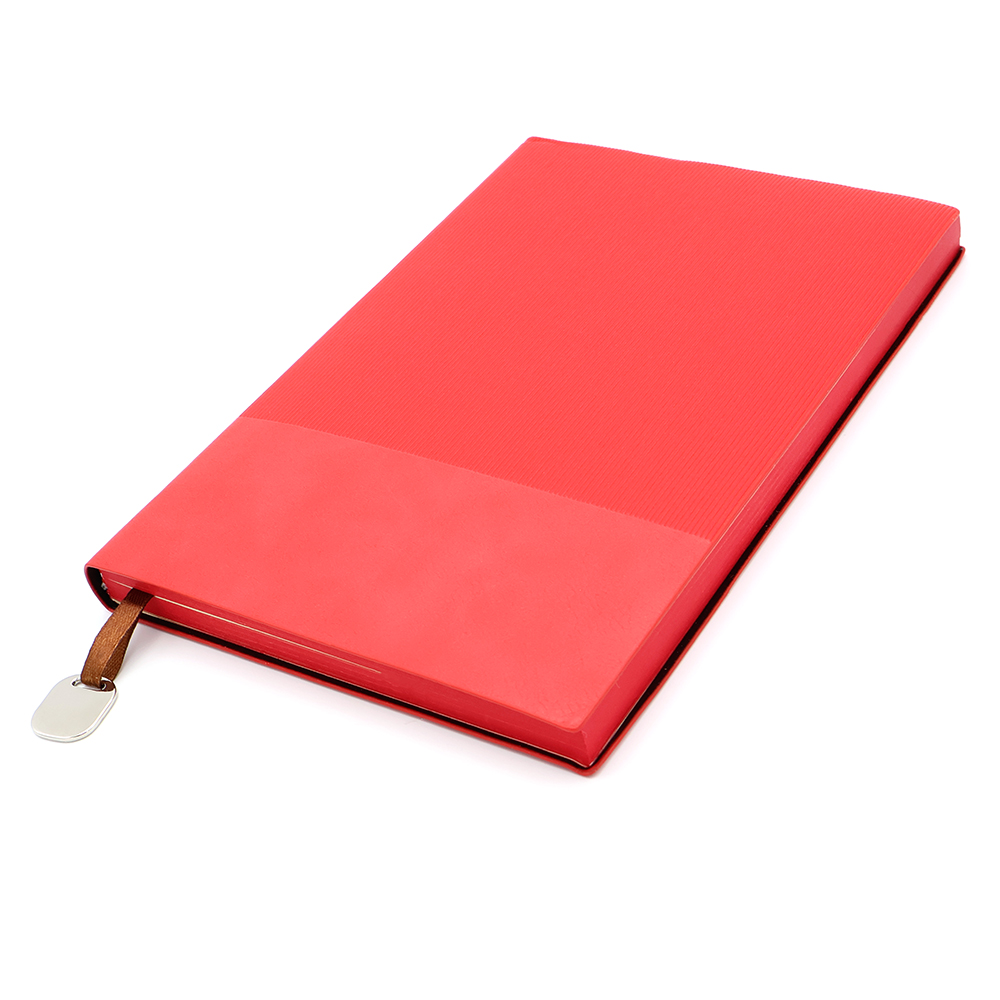 Блокнот A5 Shell в мягком переплёте c металлической биркой, Красный-0