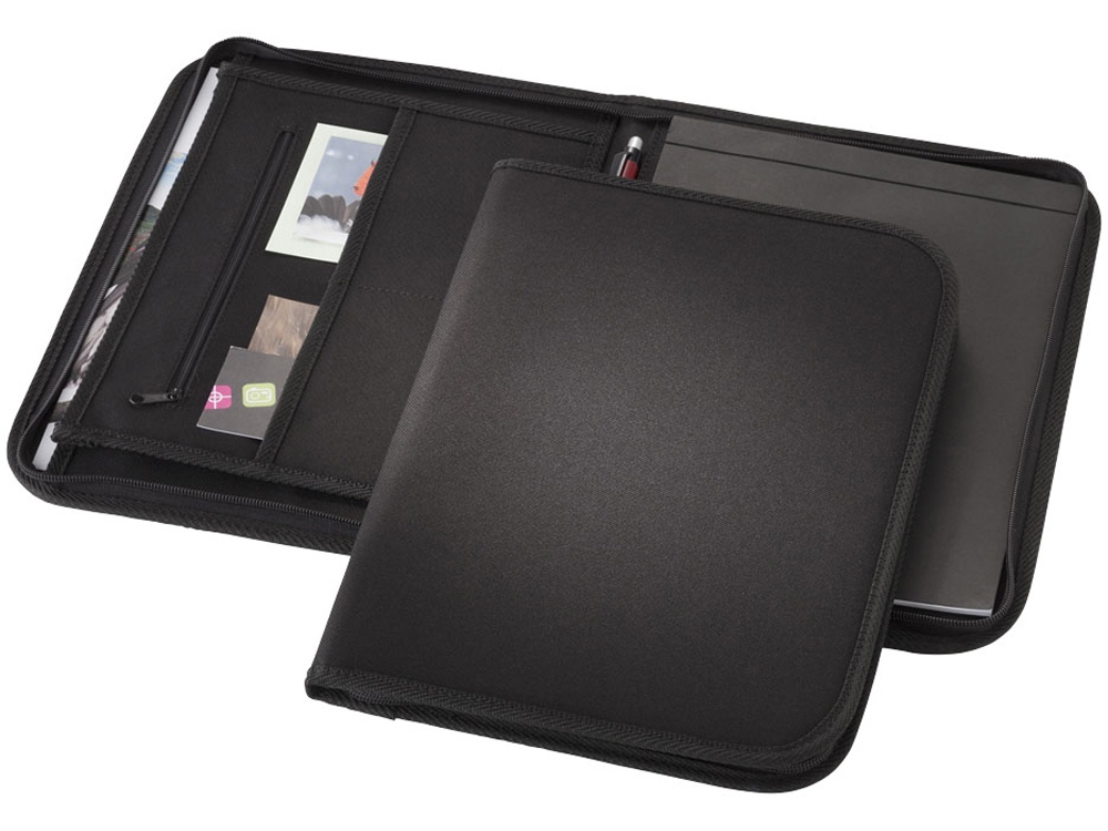 Папка А4 Berkeley на молнии с блокнотом, черный-0