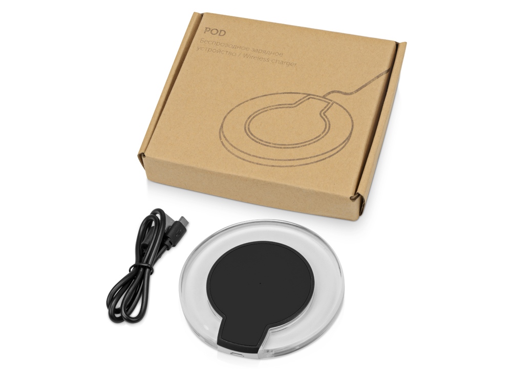 Беспроводная зарядка Pod со светодиодной подсветкой, черный-3