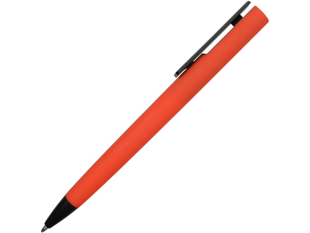 Ручка пластиковая soft-touch шариковая Taper, красный/черный-2