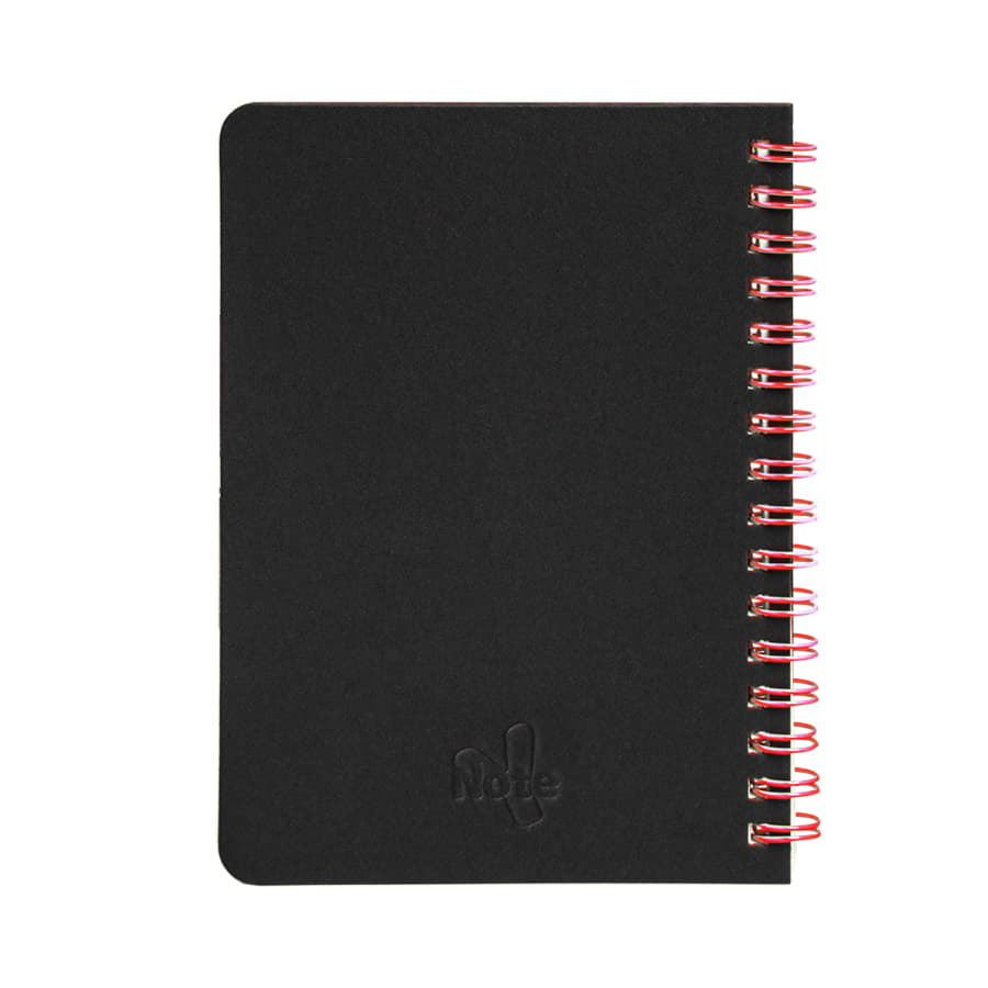 Блокнот на двойной пружине HELIX MINI, 105 х 150  мм, черный с красным, блок в клетку, черный, красный-2
