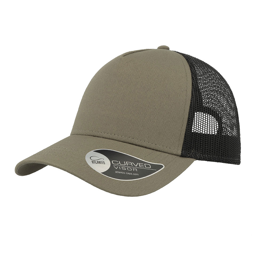 Бейсболка RAPPER COTTON, 5 клиньев, пластиковая застежка, оливковый, черный-0