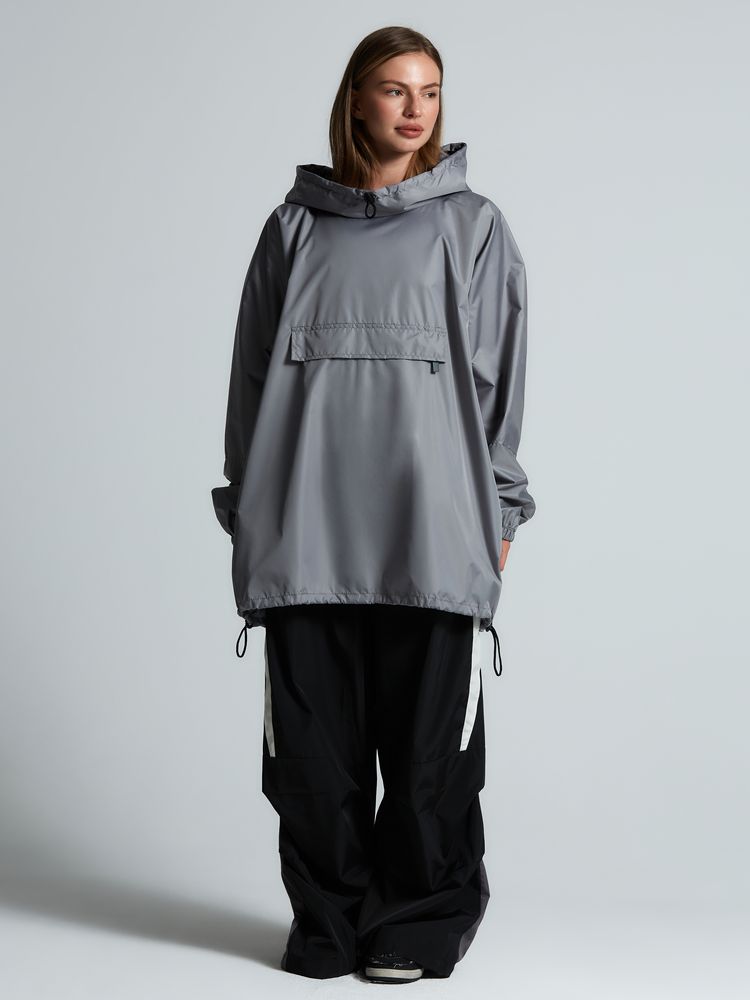 Дождевик-анорак Hard Work, укороченный, серый, единый размер-4