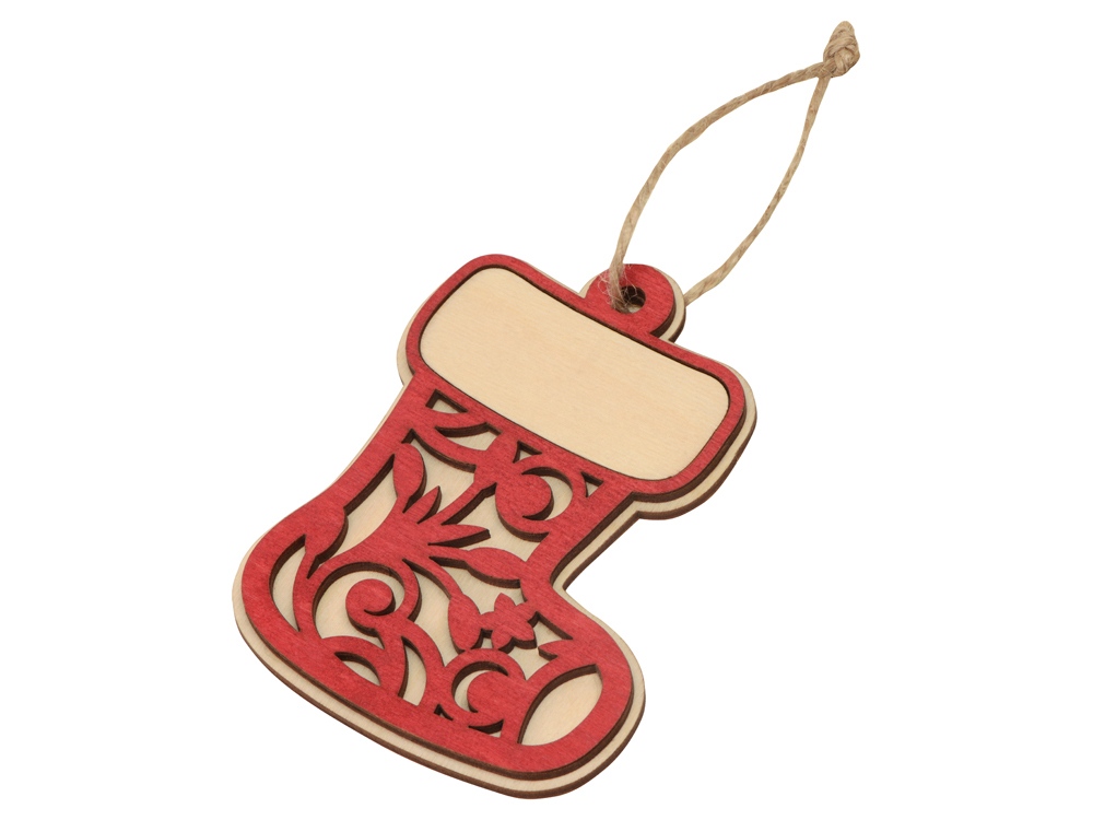 Подвеска деревянная Новогодний валенок-0