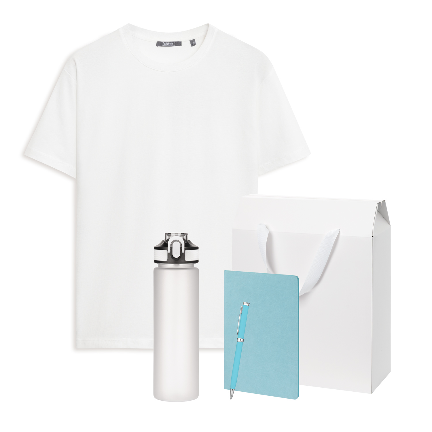 Набор с одеждой KRIS (футболка, бутылка, блокнот, ручка), голубой, L-0