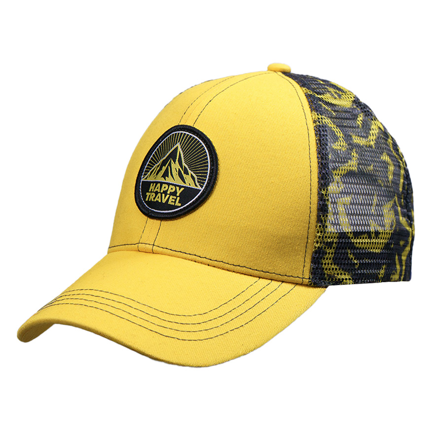 Образец бейсболка CUSTOM MERCH, 6 клиньев, пластиковая застёжка, черный, желтый-0