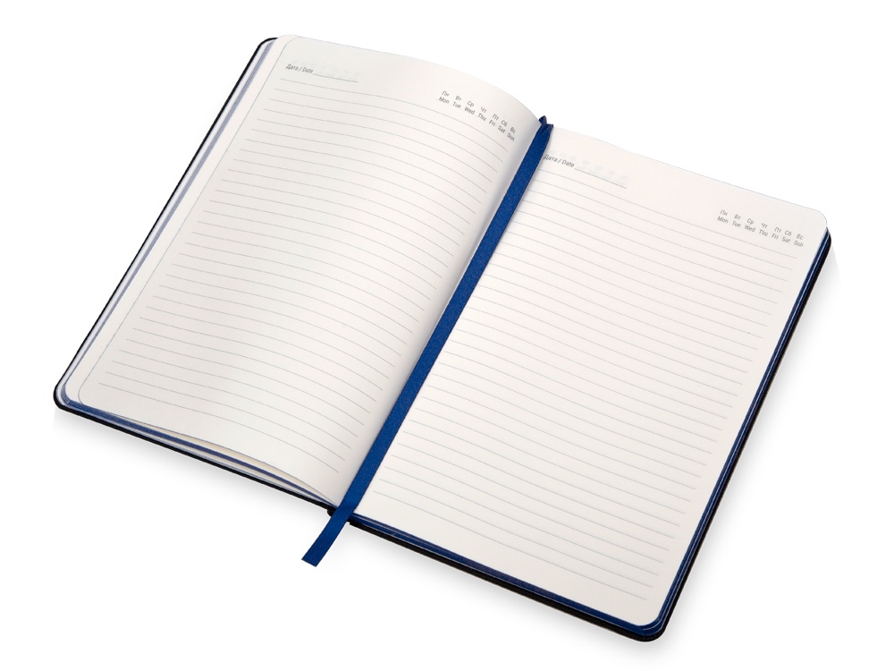 Бизнес блокнот Bossy с цветным срезом, твердая обложка, 128 листов, черный и синий-6