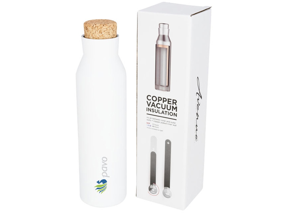 Вакуумная изолированная бутылка с пробкой, белый-4