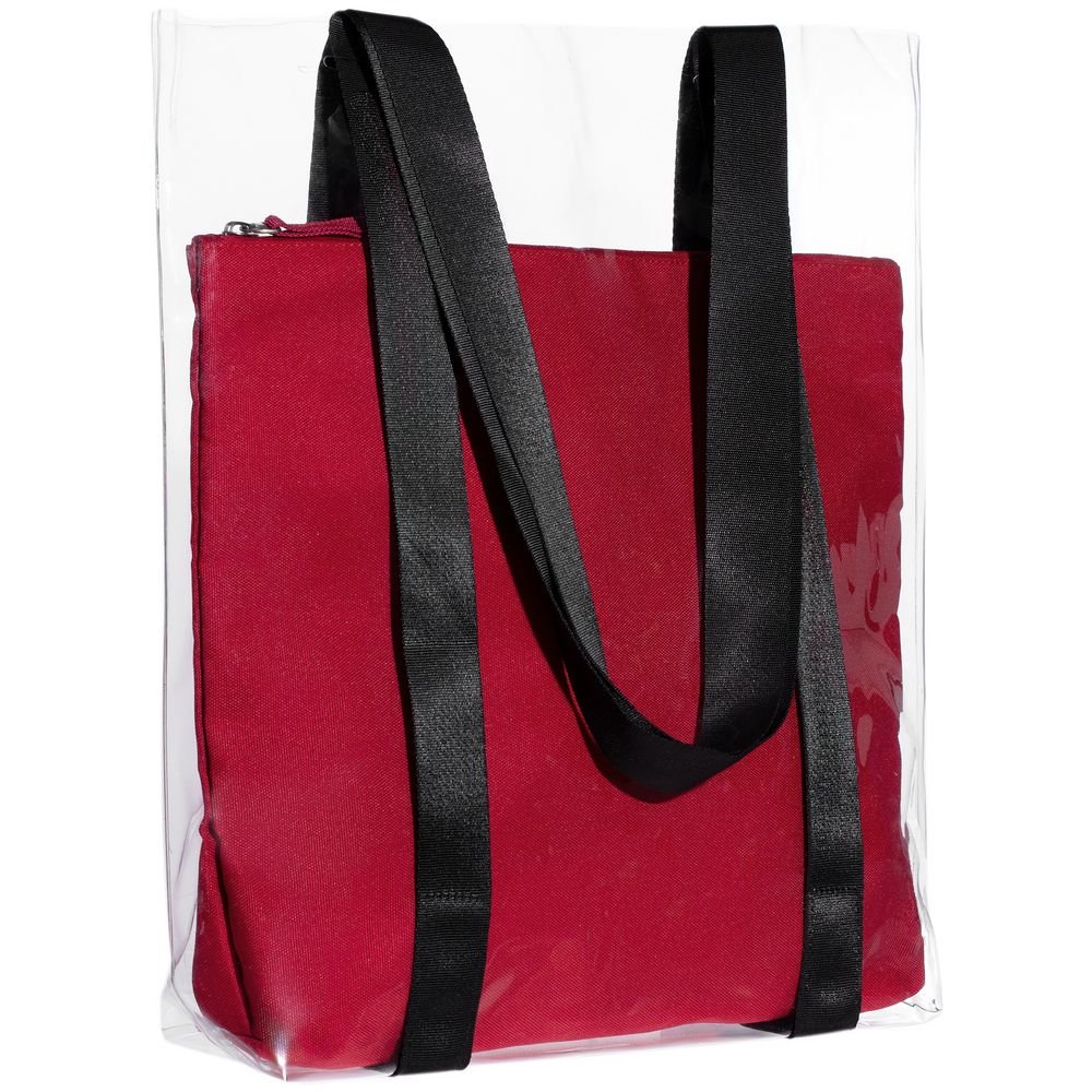 Шопер Clarity с красным органайзером, прозрачный-1