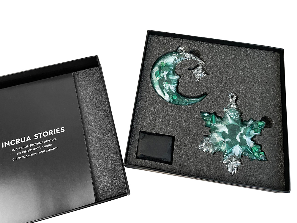 Елочные игрушки (Полумесяц+Снежинка) Авантюрин зеленый-1