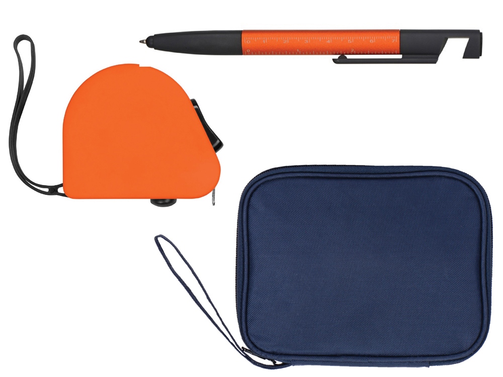 Подарочный набор с ручкой и рулеткой, оранжевый-0