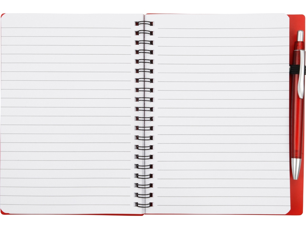 Блокнот Контакт с ручкой, красный-4