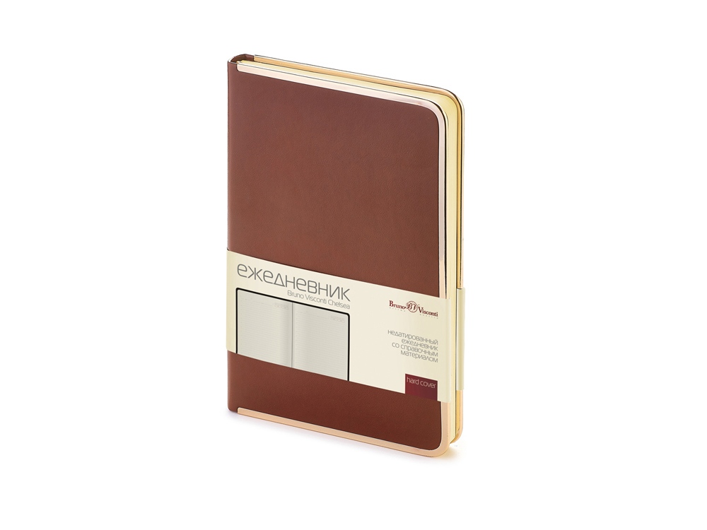 Ежедневник А5 недатированный Chelsea, коричневый (золотистый кант и срез)-6