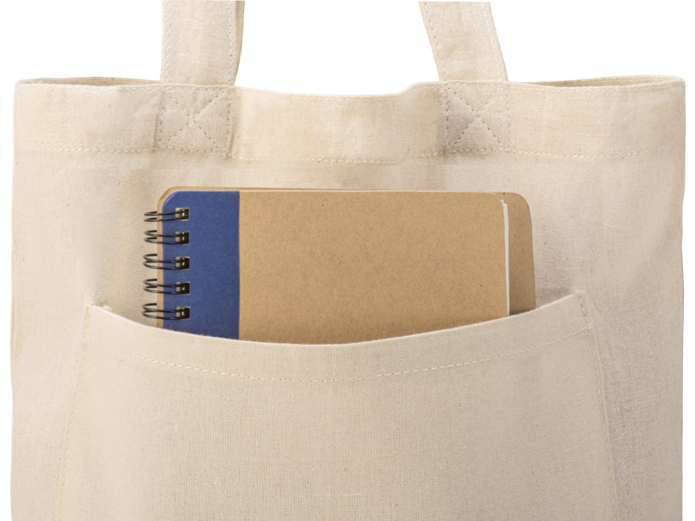 Сумка Clip из хлопка 340 г/м2 с застежкой из экокожи, натуральный-8