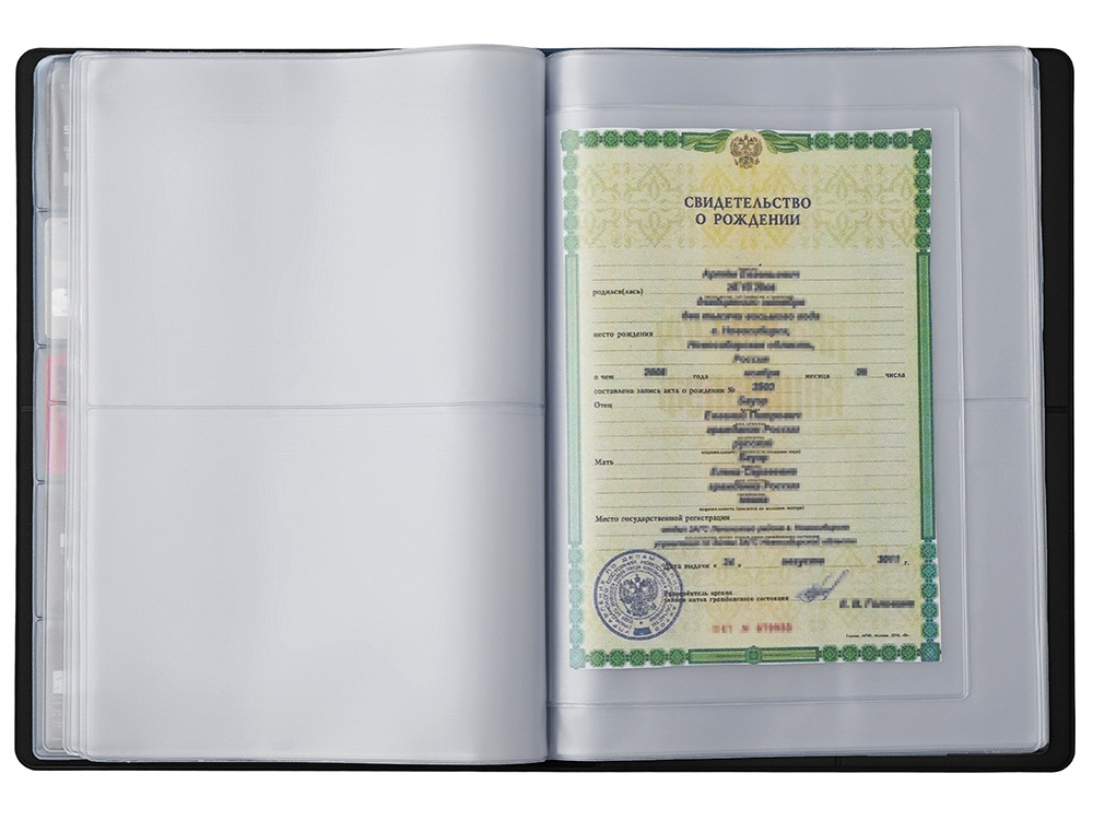 Органайзер Favor 2.0 для семейных документов на 4 комплекта документов, формат А4, черный-7