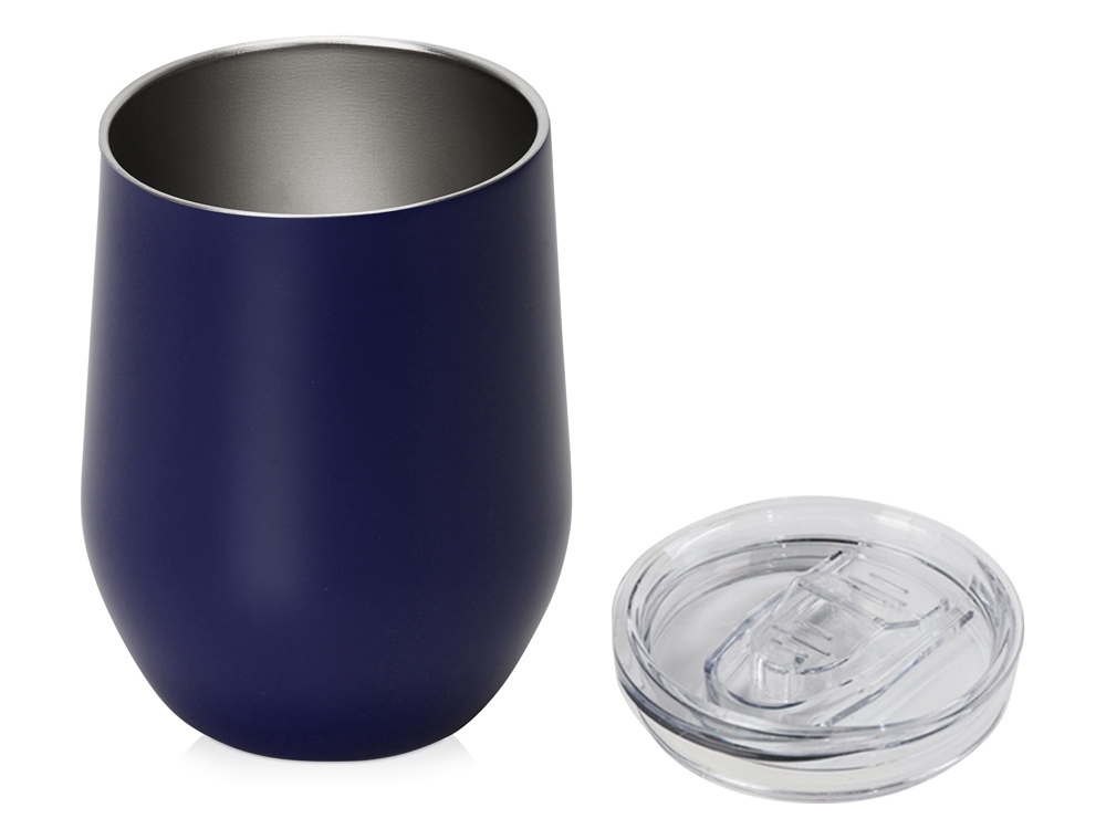 Вакуумная термокружка Sense, непротекаемая крышка, крафтовая упаковка, темно-синий-1