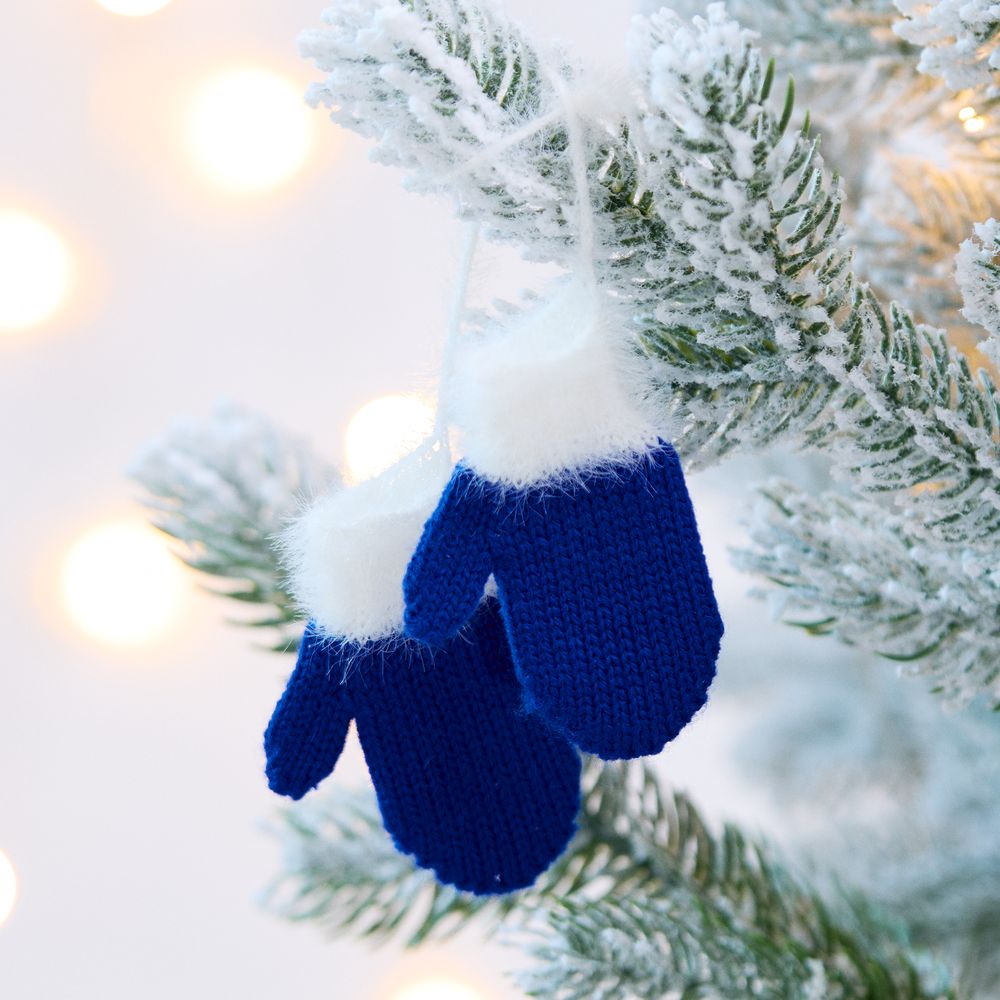 Подвеска на елку «Вьюжка», варежки, синяя-1